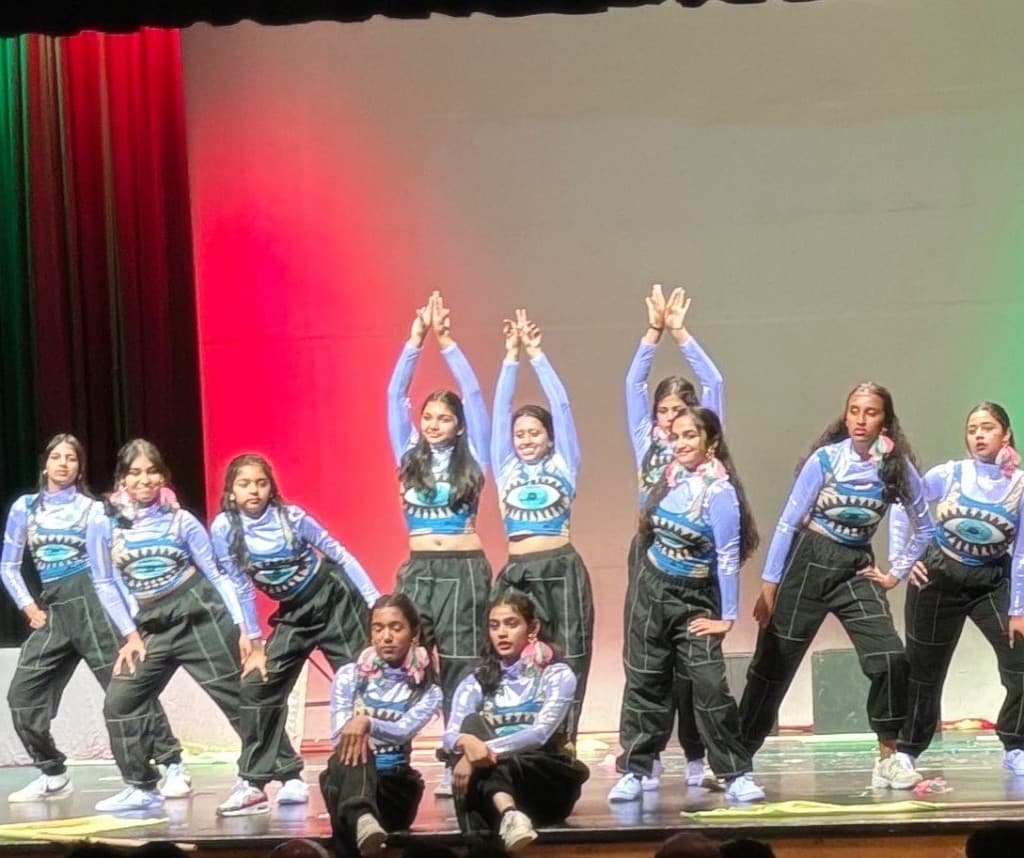 Group performance in coordinated stage costume